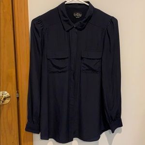 Madewell navy silk blouse small